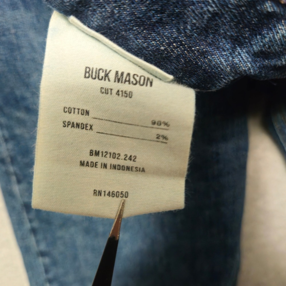 Buck Mason Jeans Double Dipped Straight Leg Mens 28x25 Button Fly Medium Wash* - Picture 4 of 10